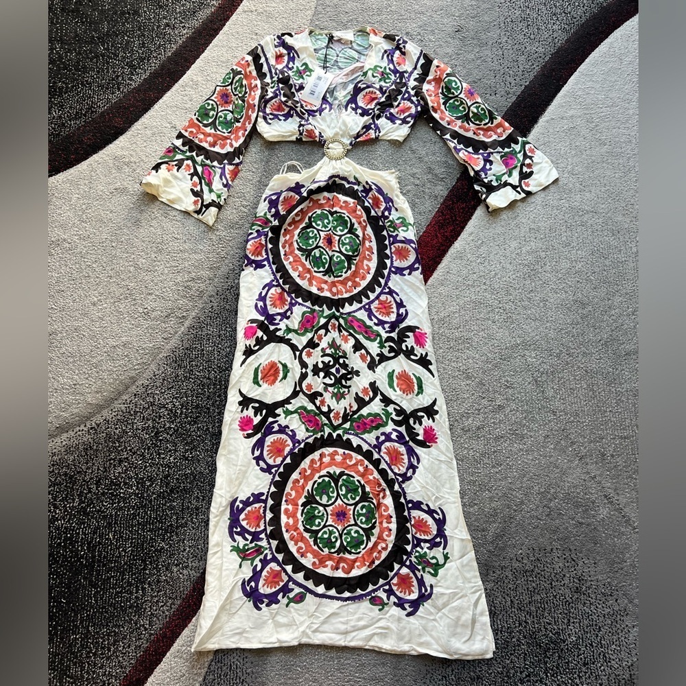 Ba&Sh Ecru Robe Falva Paisley Cut Out Maxi Dress - Picture 2 of 6